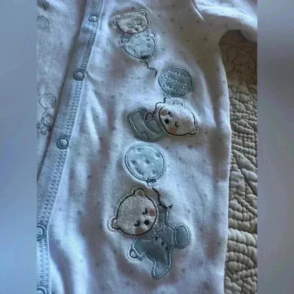 Vitamins Baby Blue Footed Sleepwear 100% Cotton Bear Design Size 3-6 Months - Picture 5 of 7